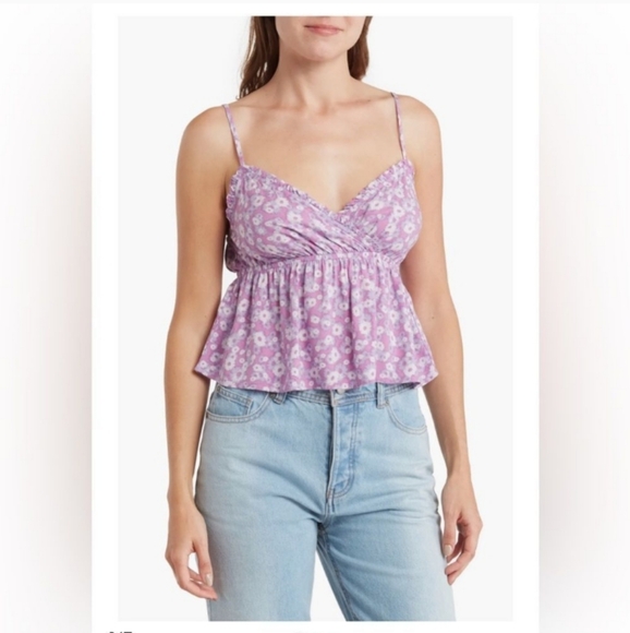NORDSTOM Abound lavendar Purple Floral Swing Cami Like New Size Large - Picture 1 of 6